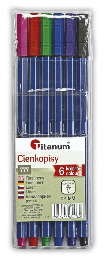 Cienkopis Titanum Fineliner mix 0,4mm 6kol. (777) Cienkopis Titanum Fineliner mix 0,4mm 6kol. (777)