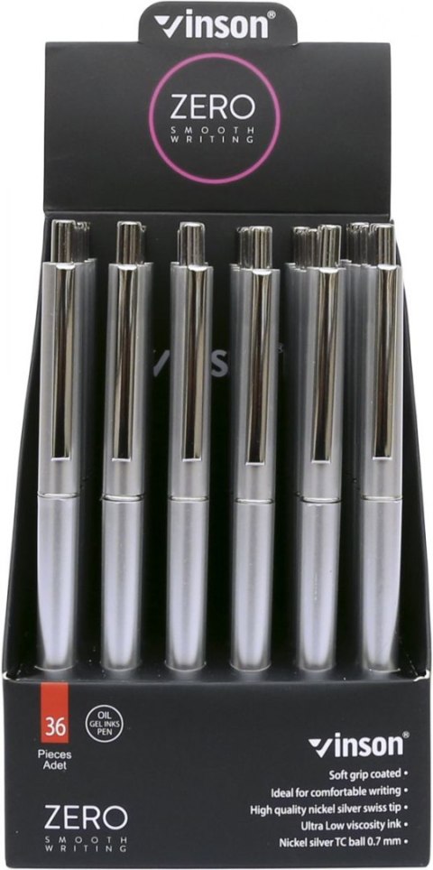 Długopis Vinson Zero Silver 0,7mm niebieski wkład mix kolorów Z3 Długopis Vinson Zero Silver 0,7mm niebieski wkład mix kolorów Z3