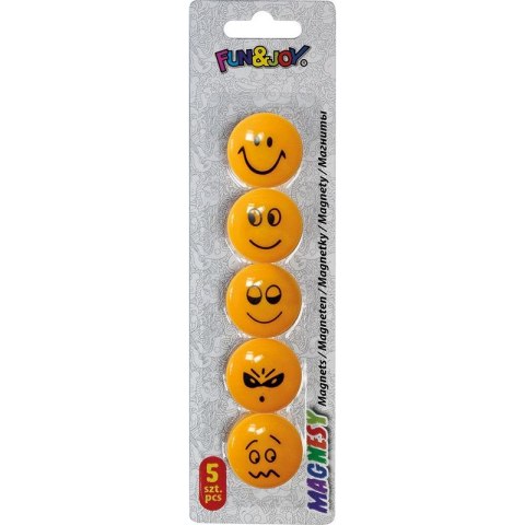 Magnes Fun&Joy Smiley okrągły pomarańczowy śr. 29mm 5 sztuk Magnes Fun&Joy Smiley okrągły pomarańczowy śr. 29mm 5 sztuk