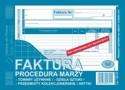 Druk samokopiujący Michalczyk i Prokop Faktura procedura marży A5 80k. (195-3E) Druk samokopiujący Michalczyk i Prokop Faktura procedura marży A5 80k. (195-3E)