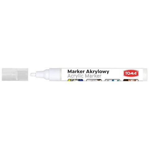 Marker specjalistyczny Toma akrylowy-biały biały 2,5mm okrągła końcówka (TO-402) Marker specjalistyczny Toma akrylowy-biały biały 2,5mm okrągła końcówka (TO-402)