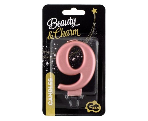 Świeczka urodzinowa Godan nr 9 różowo-złota 8 cm (PF-SCRZ9) Świeczka urodzinowa Godan nr 9 różowo-złota 8 cm (PF-SCRZ9)