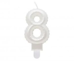 Świeczka urodzinowa Godan cyferka 8, perłowa biała, 7 cm (SF-PBI8)