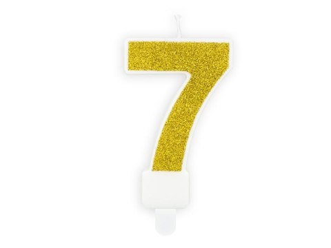 Świeczka urodzinowa Partydeco cyferka 7 złoty brokat 7cm (SCU3-7-019B) Świeczka urodzinowa Partydeco cyferka 7 złoty brokat 7cm (SCU3-7-019B)