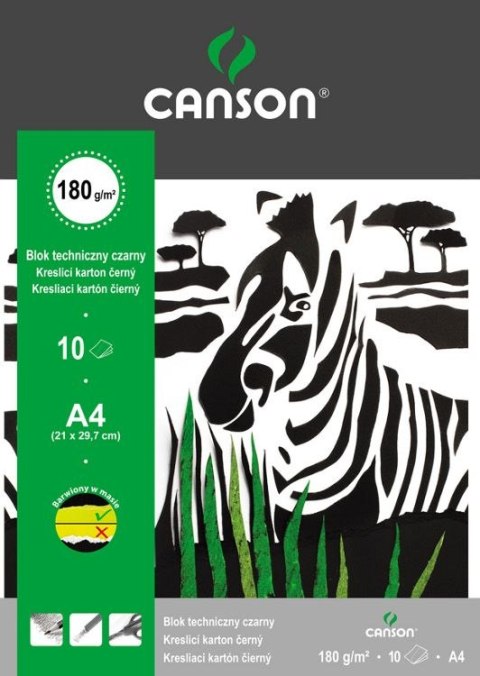 Blok techniczny czarny A4 CZARNY 160g 10k [mm:] 210x297 Canson (400075233)