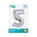 Balon foliowy Godan Smart cyfra 5 srebrna 76cm (CH-SSR5) Balon foliowy Godan Smart cyfra 5 srebrna 76cm (CH-SSR5)