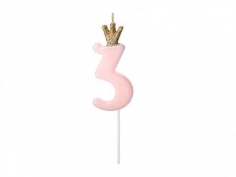 Świeczka urodzinowa Partydeco Cyferka 3, jasny różowy, 9.5cm (SCU6-3-081J) Świeczka urodzinowa Partydeco Cyferka 3, jasny różowy, 9.5cm (SCU6-3-081J)