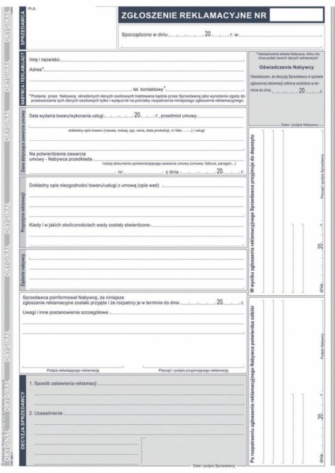 Druk offsetowy Michalczyk i Prokop Zgłoszenie reklamacji A4 40k. (601-1) Druk offsetowy Michalczyk i Prokop Zgłoszenie reklamacji A4 40k. (601-1)