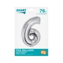 Balon foliowy Godan Smart cyfra 6 srebrna 76cm (CH-SSR6) Balon foliowy Godan Smart cyfra 6 srebrna 76cm (CH-SSR6)