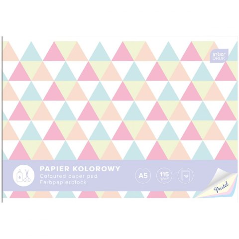 Zeszyt papierów kolorowych PASTEL A5 115g 10k Interdruk