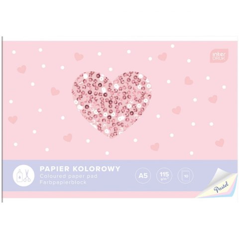 Zeszyt papierów kolorowych PASTEL A5 115g 10k Interdruk