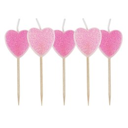 Świeczka ozdobna serca na piku 5szt. Arpex (DS3492)