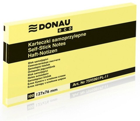 Notes samoprzylepny (karteczki) Donau Eco żółty 100k [mm:] 127x76 (7595001PL-11)