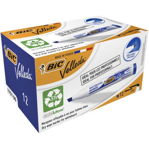 Marker suchościeralny Bic Velleda Ecolutions 1751 niebieski 3,7-5,5mm ścięta końcówka (904947) Marker suchościeralny Bic Velleda Ecolutions 1751 niebieski 3,7-5,5mm ścięta końcówka (904947)