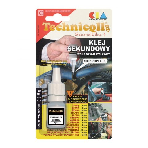Klej w tubie Technicqll sekundowy 5g (C-129) Klej w tubie Technicqll sekundowy 5g (C-129)
