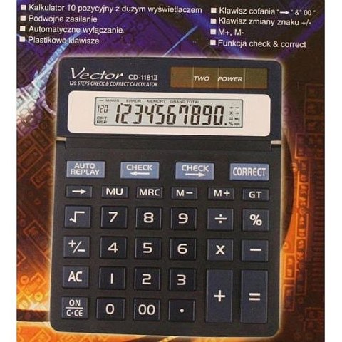 Kalkulator na biurko cd-1181 Vector (KAV CD-1181II) Kalkulator na biurko cd-1181 Vector (KAV CD-1181II)