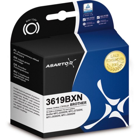 Tusz (cartridge) alternatywny Asarto do Brother LC3619XLBK | MFC-J2330/J3930 czarny (AS-B3619BXN) Tusz (cartridge) alternatywny Asarto do Brother LC3619XLBK | MFC-J2330/J3930 czarny (AS-B3619BXN)