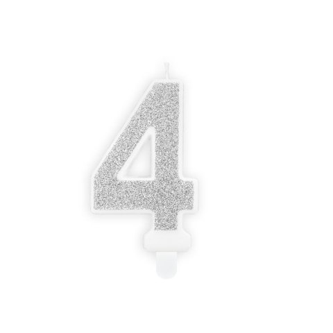 Świeczka urodzinowa Partydeco cyferka 4 srebrny 7 cm 7cm (SCU3-4-0188) Świeczka urodzinowa Partydeco cyferka 4 srebrny 7 cm 7cm (SCU3-4-0188)