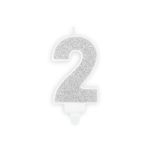 Świeczka urodzinowa Partydeco cyferka 2 srebrny 7 cm 7cm (SCU3-2-0188) Świeczka urodzinowa Partydeco cyferka 2 srebrny 7 cm 7cm (SCU3-2-0188)