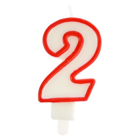 Świeczka urodzinowa Arpex cyferka nr 2 biała czerwona obwódka (DS0071CZE-2-9906) Świeczka urodzinowa Arpex cyferka nr 2 biała czerwona obwódka (DS0071CZE-2-9906)