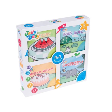 Książeczka edukacyjna Jolly Baby zestaw 4w1 gryzaki (JB80559(1)) Książeczka edukacyjna Jolly Baby zestaw 4w1 gryzaki (JB80559(1))