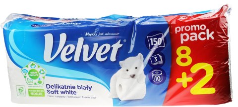 Papier toaletowy Velvet Delikatnie Biały XXL kolor: biały 8 szt Papier toaletowy Velvet Delikatnie Biały XXL kolor: biały 8 szt