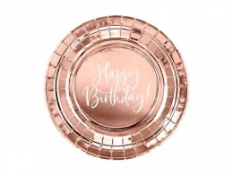 Talerz jednorazowy Partydeco Happy Birthday!, różowe złoto papier śr. 180mm 6 szt (TPP75-019R)