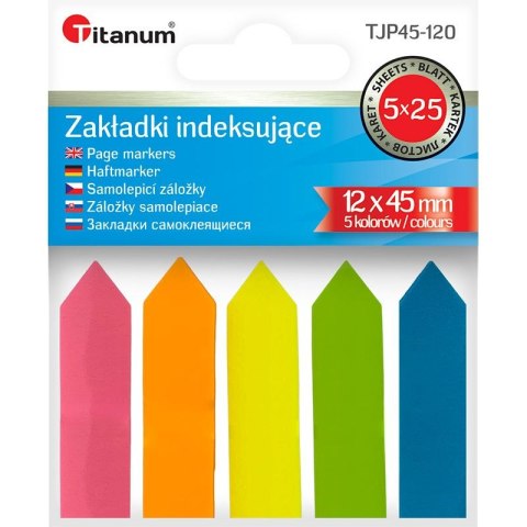 Zakładka indeksująca papierowa 12x44mm 5 kolorów fluo STRZAŁKI Zakładka indeksująca papierowa 12x44mm 5 kolorów fluo STRZAŁKI