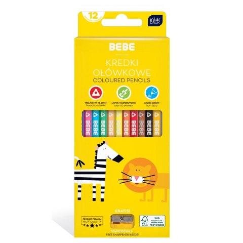 Kredki ołówkowe Bebe BB FRIENDS 12k z temperówkąś 12 kol. (590227734963) Kredki ołówkowe Bebe BB FRIENDS 12k z temperówkąś 12 kol. (590227734963)
