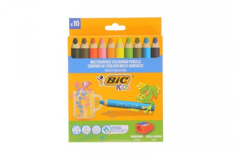 Kredki ołówkowe Bic MULTISURFACE 10szt + temperówka 3086123728370 10 kol. (515276) Kredki ołówkowe Bic MULTISURFACE 10szt + temperówka 3086123728370 10 kol. (515276)