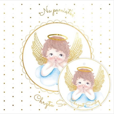 Kartka składana Karnet KW CHRZEST ANIOŁEK NA CHMURCE kw Henry (5907465665940)