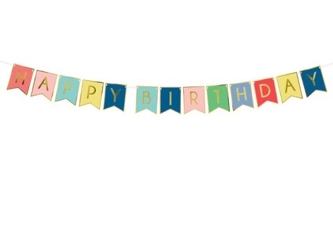 Baner Partydeco Happy Birthday wysokość 15 cm, długość 175 cm (GRL56) Baner Partydeco Happy Birthday wysokość 15 cm, długość 175 cm (GRL56)