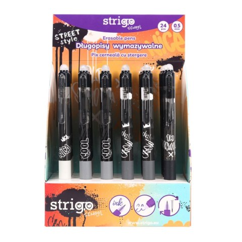Długopis wymazywalny STREET STYLE automtyczny 5905658811044 wkład niebieski 0,5mm Strigo (SSC405)