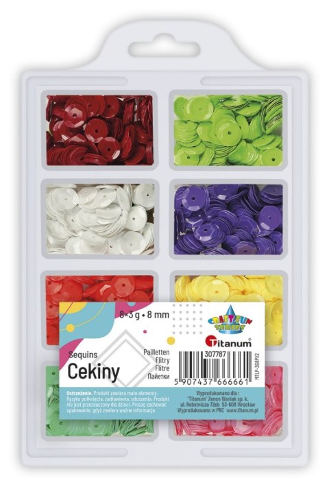 Cekiny Titanum Craft-Fun Series okrągłe 8 kolorów mix 3g (3G8PX2) Cekiny Titanum Craft-Fun Series okrągłe 8 kolorów mix 3g (3G8PX2)