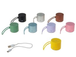 Głośnik Adar metalowy 4,6x4cm z kablem do ładowania USB, moc 3W mix (609976)
