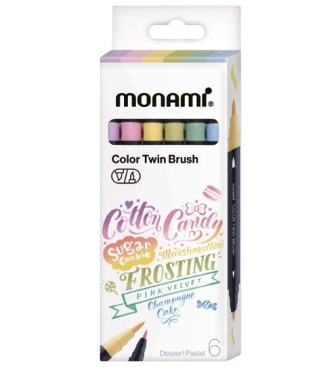 Flamaster Monami Dessert Pastel dwustronny wodny z pędzelkami 6 kol. (170-2780) Flamaster Monami Dessert Pastel dwustronny wodny z pędzelkami 6 kol. (170-2780)