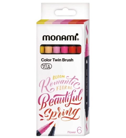 Flamaster Monami Flower dwustronny wodny z pędzelkami 2053009506 6 kol. (170-2783) Flamaster Monami Flower dwustronny wodny z pędzelkami 2053009506 6 kol. (170-2783)