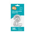 Balon foliowy Godan cyfra 2 srebrny 35 cm 16cal (FG-C35S2) Balon foliowy Godan cyfra 2 srebrny 35 cm 16cal (FG-C35S2)
