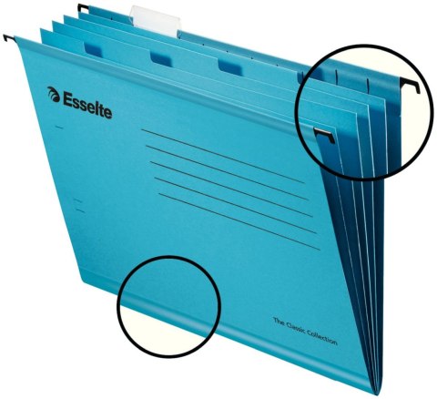 Teczka zawieszkowa Esselte z 4 przekładkami A4 niebieski karton 210g (93133) Teczka zawieszkowa Esselte z 4 przekładkami A4 niebieski karton 210g (93133)