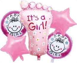 Balon gumowy Antella zestaw balonów 6 elementów baby girl różowy