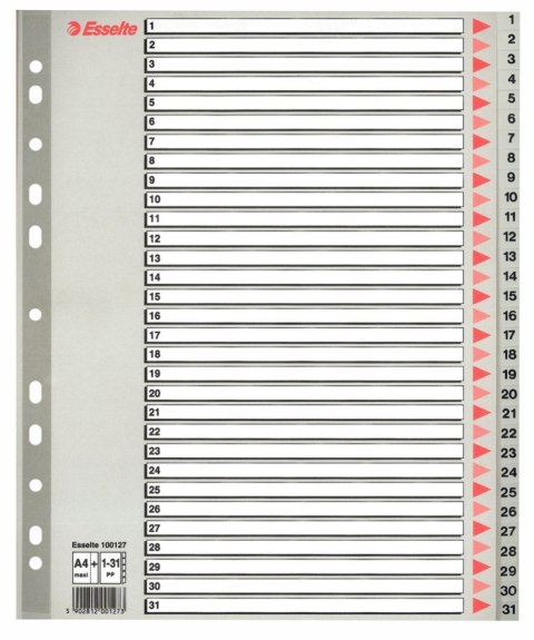 Przekładka numeryczna Esselte A4 szara 31k 1-31 (100127) Przekładka numeryczna Esselte A4 szara 31k 1-31 (100127)