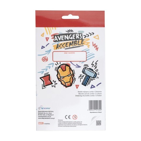 Kredki ołówkowe Beniamin Avengers trójkątne 12 kol. Kredki ołówkowe Beniamin Avengers trójkątne 12 kol.