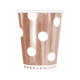 Kubek jednorazowy Godan różowe złoto w groszki 266ml/6 sztuk papier 266ml (PF-KGRG)