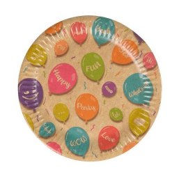 Talerz jednorazowy Arpex papierowy Kraft ballons papier śr. 180mm 12 szt (DC9656F)