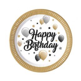 Talerz jednorazowy Godan Happy Birthday papier śr. 230mm 8 szt (93443)