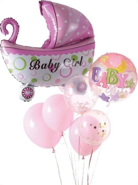 Balon gumowy Antella zestaw balonów 9 elementów baby girl różowy Balon gumowy Antella zestaw balonów 9 elementów baby girl różowy