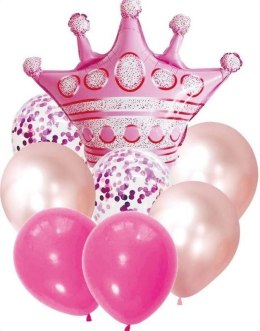 Balon gumowy Antella zestaw balonów 9 elementów korona róż mix