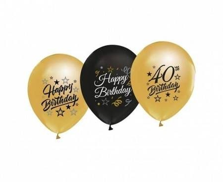 Balon gumowy Godan 40th Birthday czarno złote czarny 300mm 12cal (GP-ZC40) Balon gumowy Godan 40th Birthday czarno złote czarny 300mm 12cal (GP-ZC40)