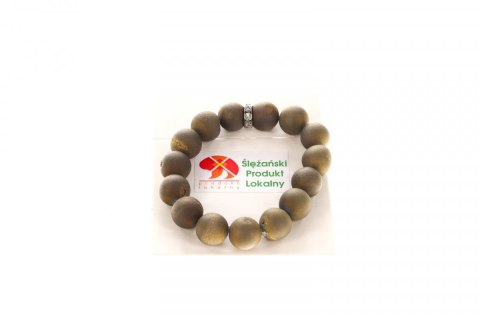 Bransoletka Mol bransoletka agat z kwarcem platerowany złoty 12mm Bransoletka Mol bransoletka agat z kwarcem platerowany złoty 12mm
