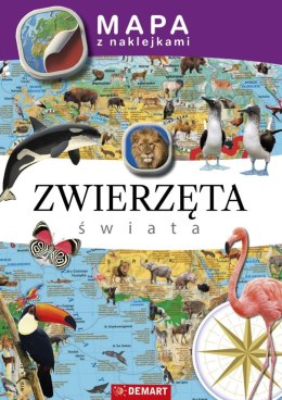 Mapa ścienna Mapy z naklejkami. Zwierzęta świata Demart